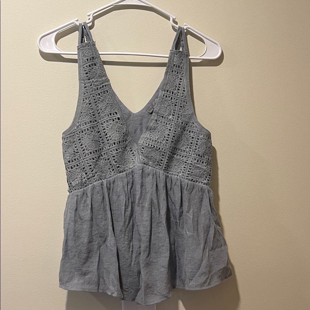 Gray Crochet Women Top
